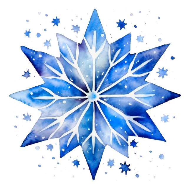 A digitally printed 100% cotton fabric panel featuring a blue snowflake 