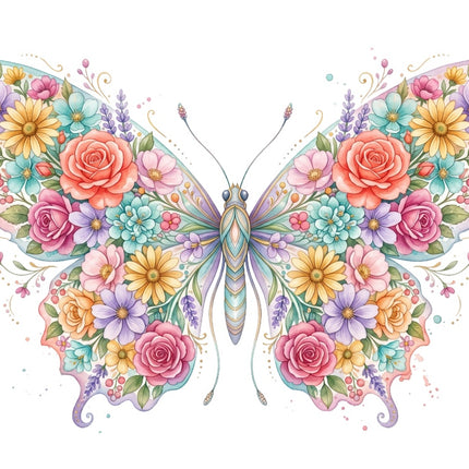 floral butterfly fabric panel