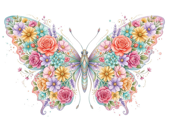 floral butterfly fabric panel