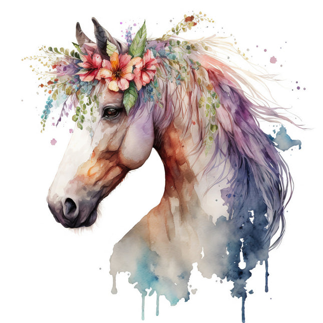 Colorful horse fabric panel