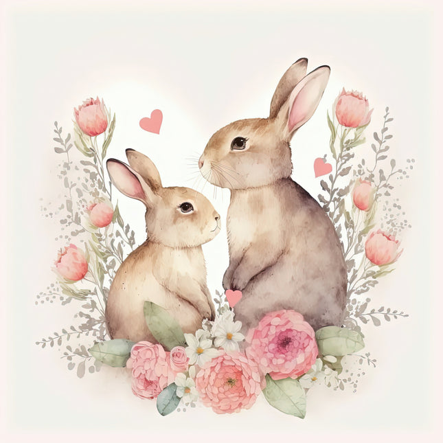 Two rabbits fabric panel