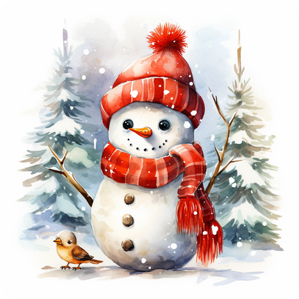 Snowman 100% Cotton Fabric Panel Block A7006