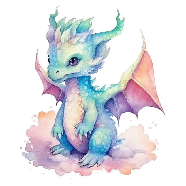 Colorful dragon baby fabric panel