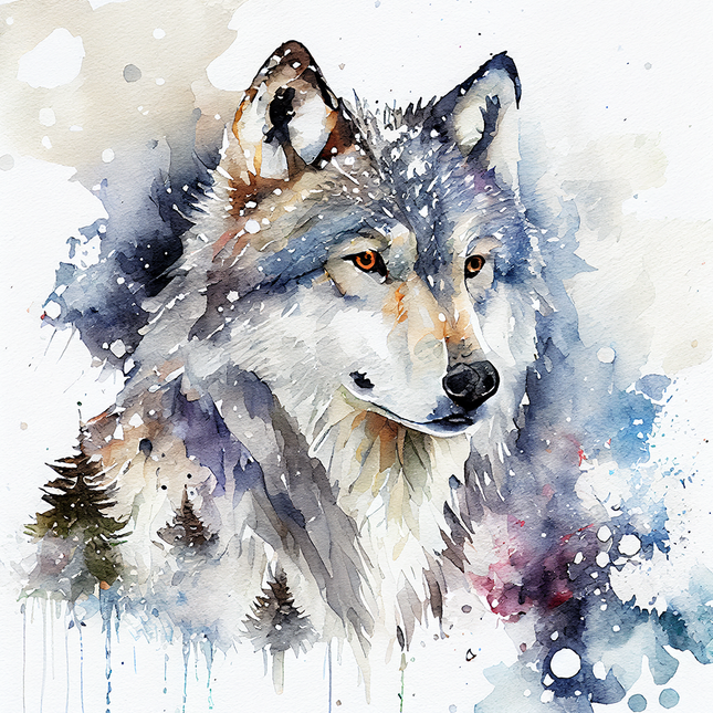 Winter Wolf 100% Cotton Fabric Panel Block A98