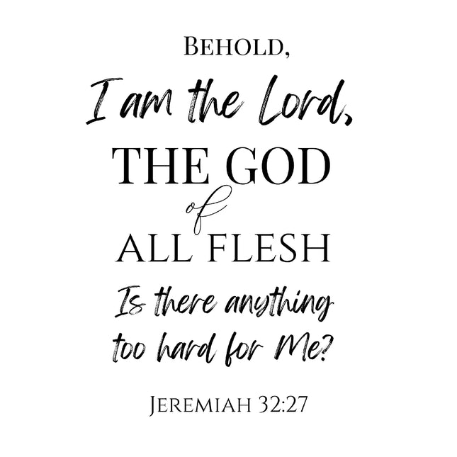 Jeremiah 32:27 Scripture 100% Cotton Fabric Panel Block AA10008
