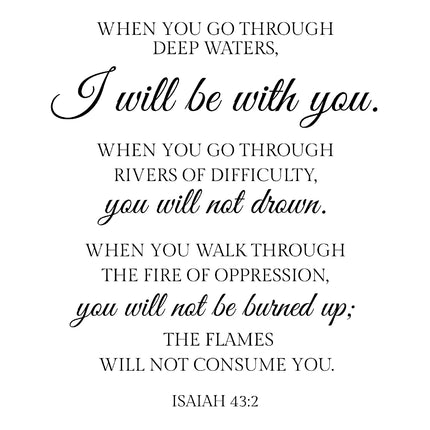 Isaiah 43:2 Scripture 100% Cotton Fabric Panel Block AA10012