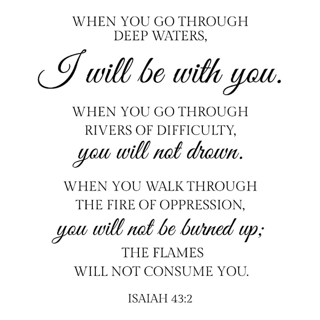 Isaiah 43:2 Scripture 100% Cotton Fabric Panel Block AA10012