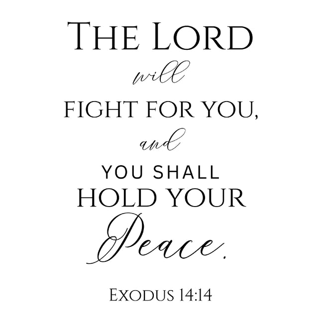 Exodus 14:14 Scripture 100% Cotton Fabric Panel Block AA10040