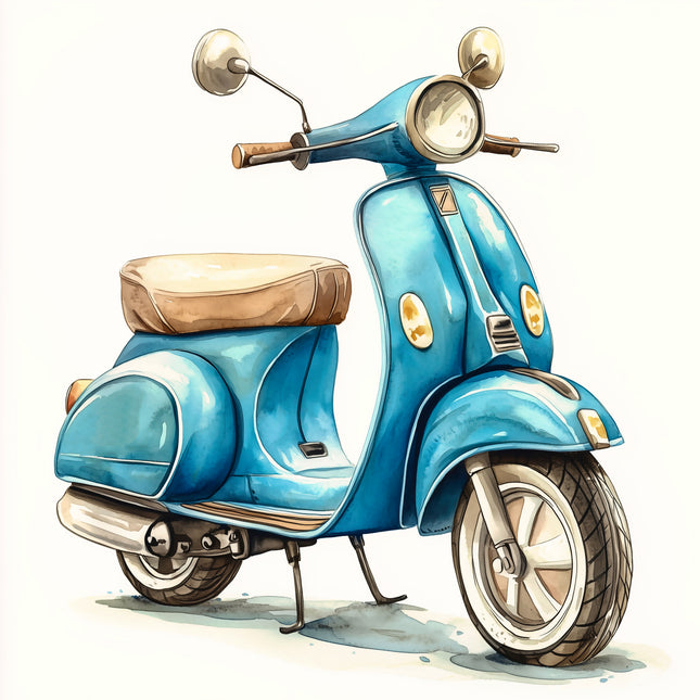 Scooter Moped 100% Cotton Fabric Panel Block AA1020