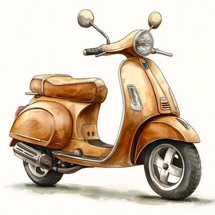 Scooter Moped 100% Cotton Fabric Panel Block AA1028