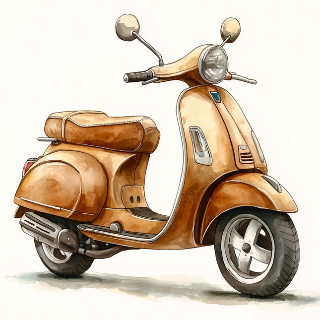 Scooter Moped 100% Cotton Fabric Panel Block AA1028