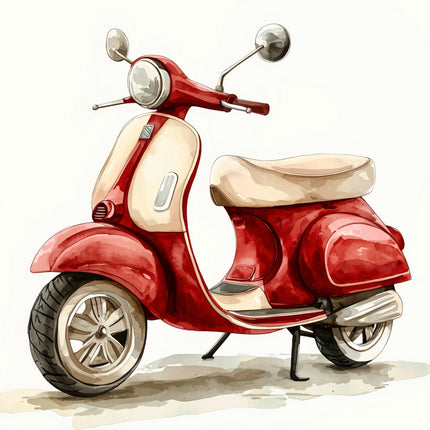 Red scooter quilt panel