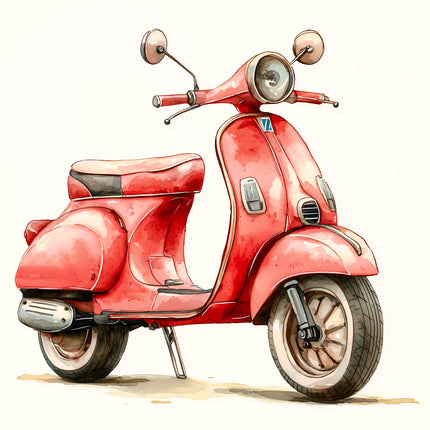 Scooter Moped 100% Cotton Fabric Panel Block AA1031