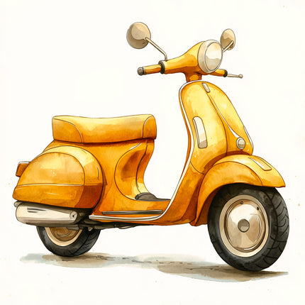 Scooter Moped 100% Cotton Fabric Panel Block AA1032