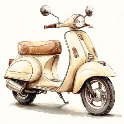 Scooter Moped 100% Cotton Fabric Panel Block AA1033