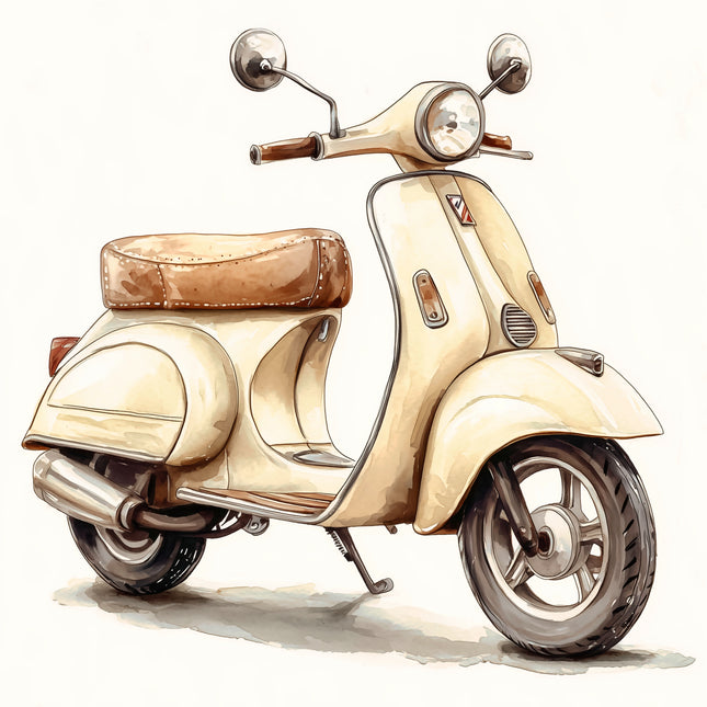 Scooter Moped 100% Cotton Fabric Panel Block AA1033