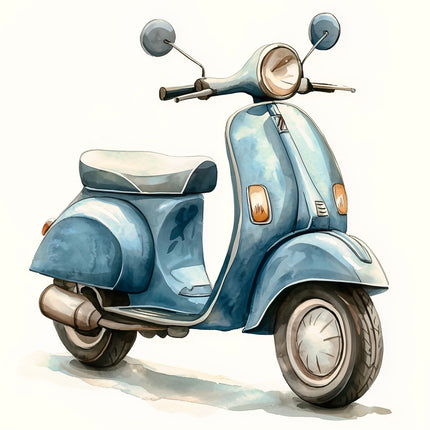 Scooter Moped 100% Cotton Fabric Panel Block AA1034