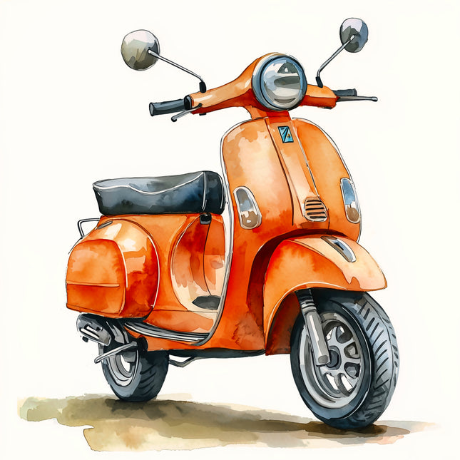 Scooter Moped 100% Cotton Fabric Panel Block AA1035