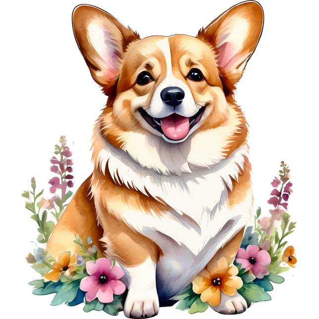 Corgi Dog 100% Cotton Fabric Panel Block AA1050