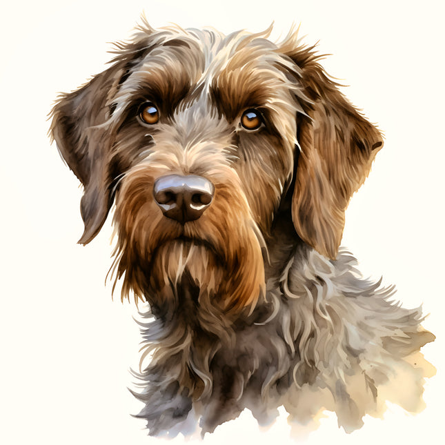 Wirehaired Pointing Griffon Dog 100% Cotton Fabric Panel Block AA1300