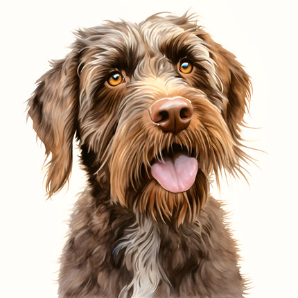 Wirehaired Pointing Griffon Dog 100% Cotton Fabric Panel Block AA1301