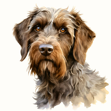 Wirehaired Pointing Griffon Dog 100% Cotton Fabric Panel Block AA1305
