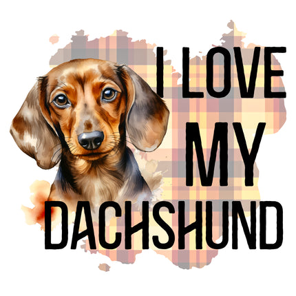 Love My Dachshund Dog 100% Cotton Fabric Panel Block AA1312