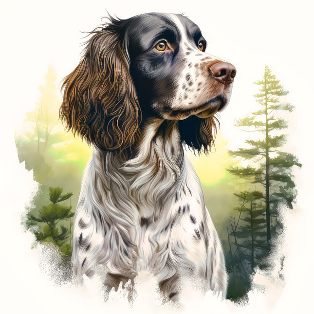Dog with a forest background fabric panel
