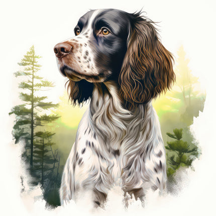 Dog with a forest background fabric panel