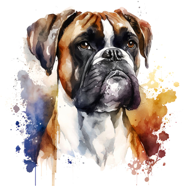 Boxer Dog 100% Cotton Fabric Panel Block AA1356