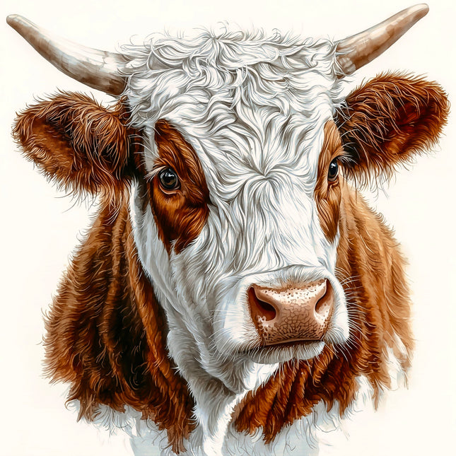 brown and white cow's face fabric panel