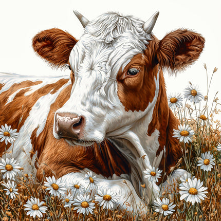 Brown and white cow fabric panel