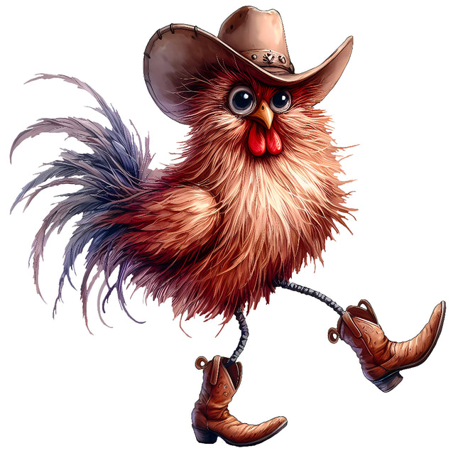 Rooster with cowboy hat and boots fabric panel