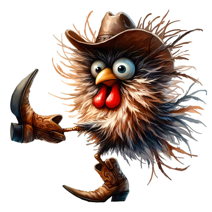 Cartoon owl wearing a cowboy hat and boots fabric panel