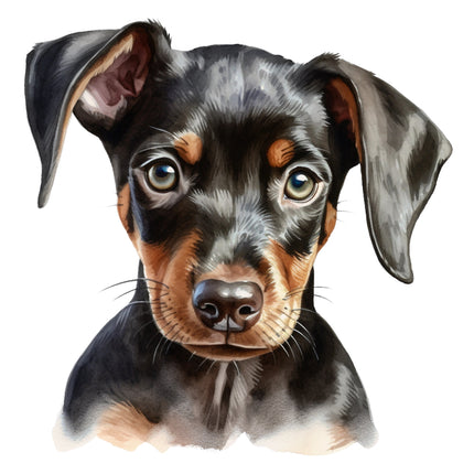 Illustration of a dachshund puppy fabric panel