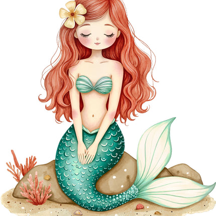Mermaid 100% Cotton Fabric Panel Block AA162