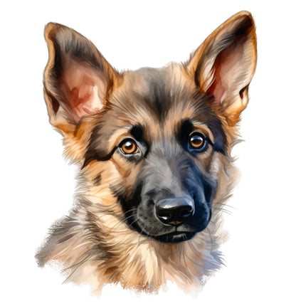 German Shepherd Puppy 100% Cotton Fabric Panel Block AA1621