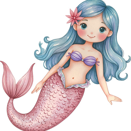 Mermaid 100% Cotton Fabric Panel Block AA163