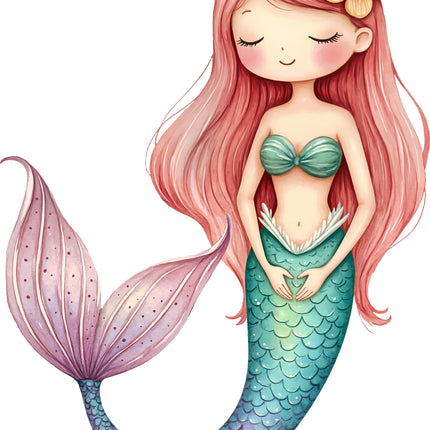 Mermaid 100% Cotton Fabric Panel Block AA165