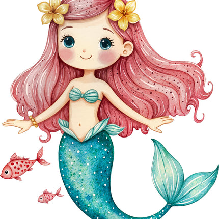 Mermaid 100% Cotton Fabric Panel Block AA167