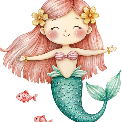 Mermaid 100% Cotton Fabric Panel Block AA169