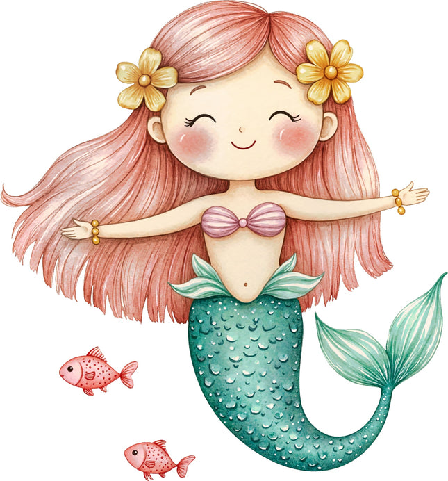 Mermaid 100% Cotton Fabric Panel Block AA169