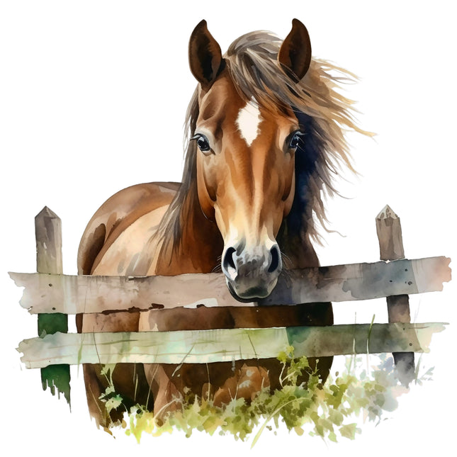 Horse 100% Cotton Fabric Panel Block AA1713