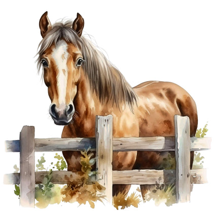 Horse 100% Cotton Fabric Panel Block AA1715