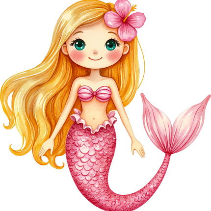 Mermaid 100% Cotton Fabric Panel Block AA175