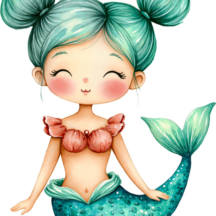 Mermaid 100% Cotton Fabric Panel Block AA176