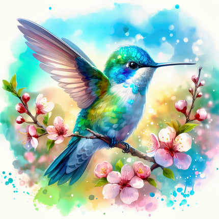 hummingbird cotton fabric panel