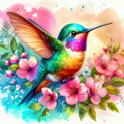 hummingbird cotton fabric panel