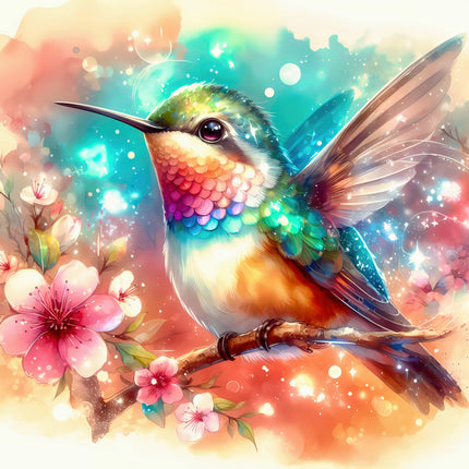 hummingbird cotton fabric panel