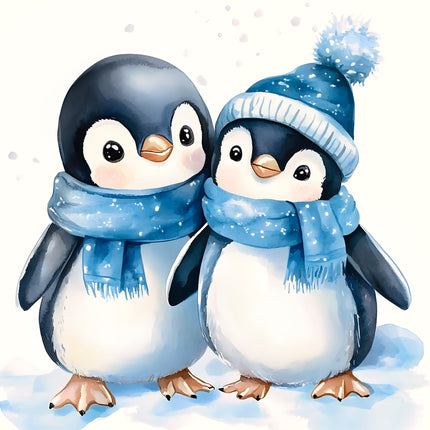 Penguins 100% Cotton Fabric Panel Block AA183